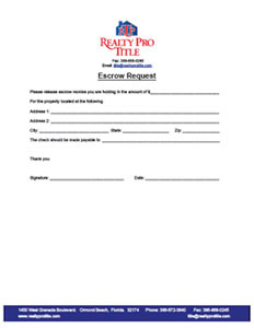 Escrow Request Sheet